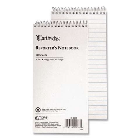 Earthwise By Ampad Recycled Reporter's Notepad, White Cover, Gregg Rule, (70) White 4 X 8 Sheets, Dozen