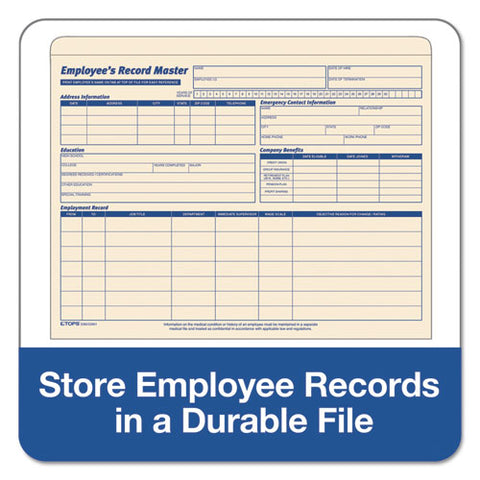 Employee Record Master File Jacket, Straight Tab, Letter Size, Manila, 20/pack