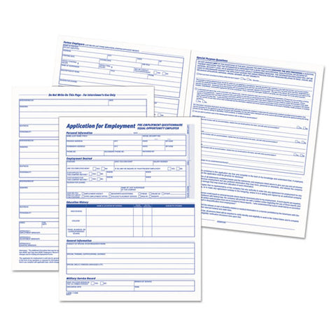 Comprehensive Employee Application Form, One-part (no Copies), 17 X 11, 25 Forms Total