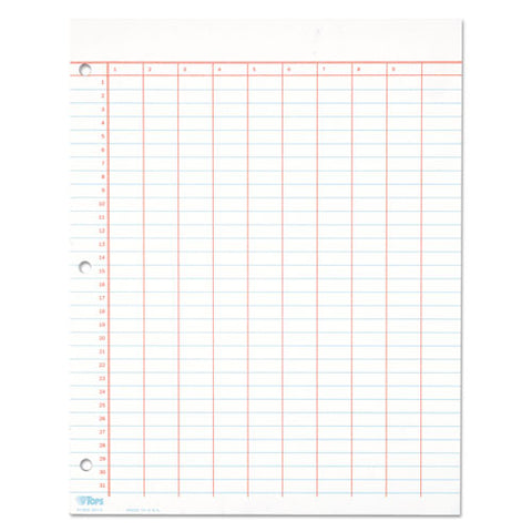 Data Pad With Numbered Column Headings, Data/lab-record Format, Wide/legal Rule, 10 Columns, 8.5 X 11, White, 50 Sheets