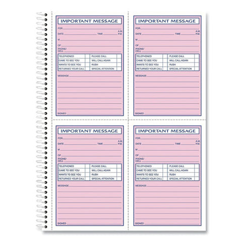 Telephone Message Book With Fax/mobile Section, Two-part Carbonless, 3.88 X 5.5, 4 Forms/sheet, 400 Forms Total