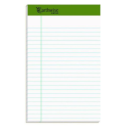 Earthwise By Ampad Recycled Paper Legal Pads, Wide/legal Rule, 40 White 5 X 8 Sheets, 6/pack