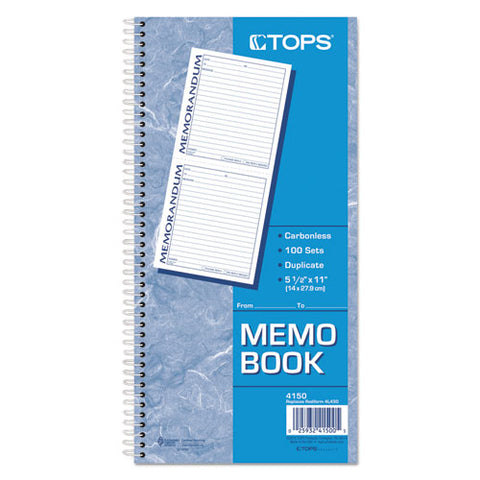 Memorandum Book, Two-part Carbonless, 5.5 X 5, 2 Forms/sheet, 100 Forms Total