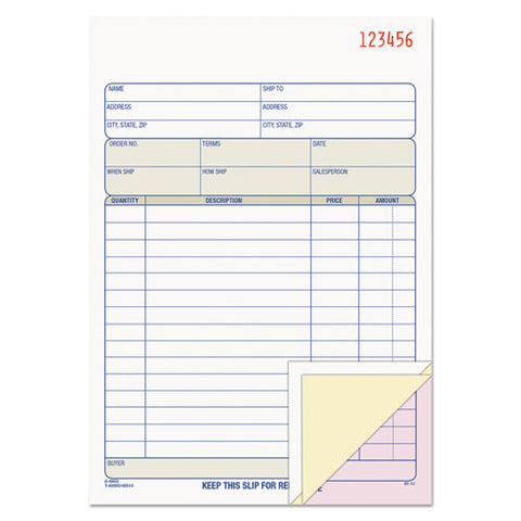 Sales Order Book, Three-part Carbonless, 7.94 X 5.56, 50 Forms Total