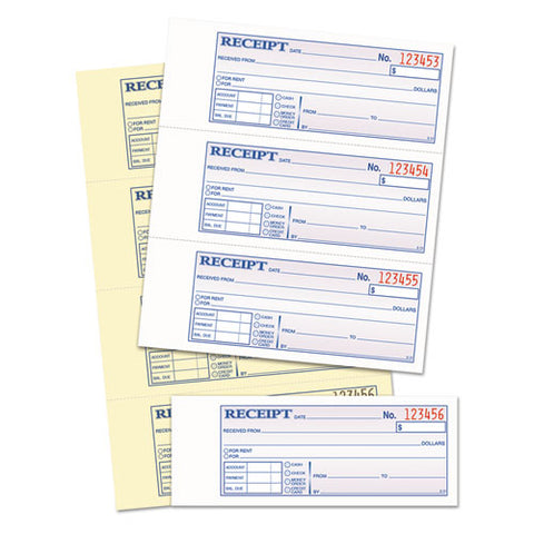 Money And Rent Receipt Books, Account + Payment Sections, Two-part Carbonless, 7.13 X 2.75, 4 Forms/sheet, 400 Forms Total