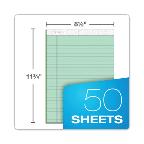 Prism + Colored Writing Pads, Wide/legal Rule, 50 Pastel Green 8.5 X 11.75 Sheets, 12/pack