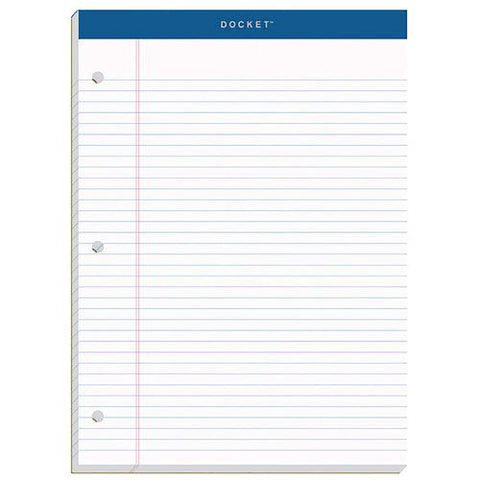 Double Docket Ruled Pads With Extra Sturdy Back, Medium/college Rule, 100 White 8.5 X 11.75 Sheets
