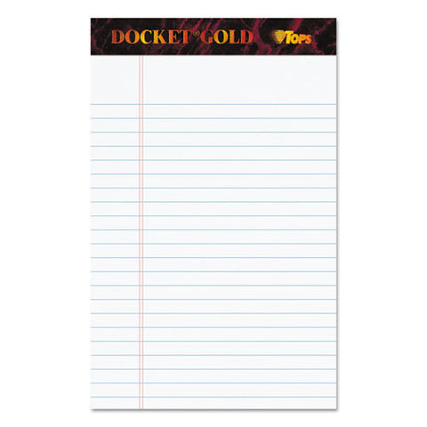 Docket Gold Ruled Perforated Pads, Narrow Rule, 50 White 5 X 8 Sheets, 12/pack