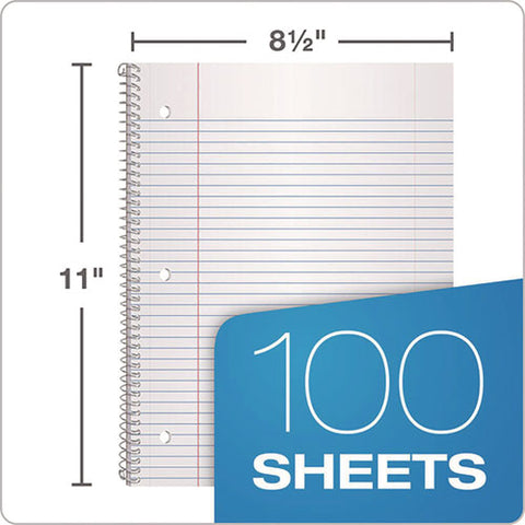 Coil-lock Wirebound Notebook, 3-hole Punched, 1-subject, Medium/college Rule, Randomly Assorted Covers, (100) 11 X 8.5 Sheets