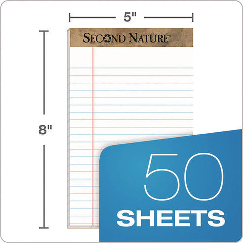 Second Nature Recycled Ruled Pads, Narrow Rule, 50 White 5 X 8 Sheets, Dozen