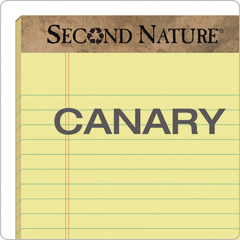 Second Nature Recycled Ruled Pads, Narrow Rule, 50 Canary-yellow 5 X 8 Sheets, Dozen