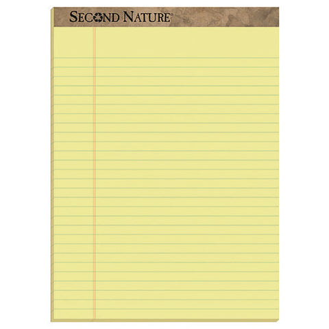 Second Nature Recycled Ruled Pads, Wide/legal Rule, 50 Canary-yellow 8.5 X 11.75 Sheets, Dozen