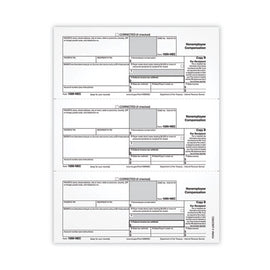 1099-nec Tax Forms, Fiscal Year: 2021, One-part (no Copies), 8.5 X 3.67, 3 Forms/sheet, 50 Forms Total