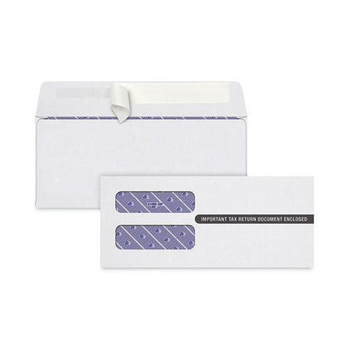 1099 Self-seal Security Tinted Double Window Envelope, Square Flap, Self-adhesive Closure, 3.75 X 8.5, White, 100/pack