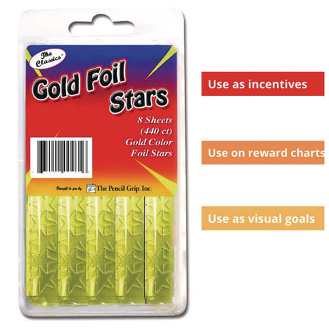 Foil Star Stickers, Gold, 55/sheet, 8 Sheets/pack, 72 Packs/carton