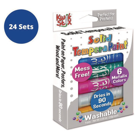 Kwik Stix Tempera Paint Set, 6 Assorted Metallic Colors, 6/set, 24 Sets/carton