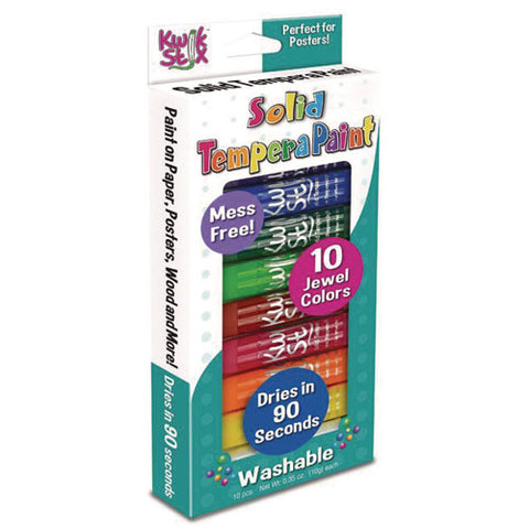 Kwik Stix Tempera Paint Set, 10 Assorted Jewel Tones Colors, 10/pack, 12 Packs/carton