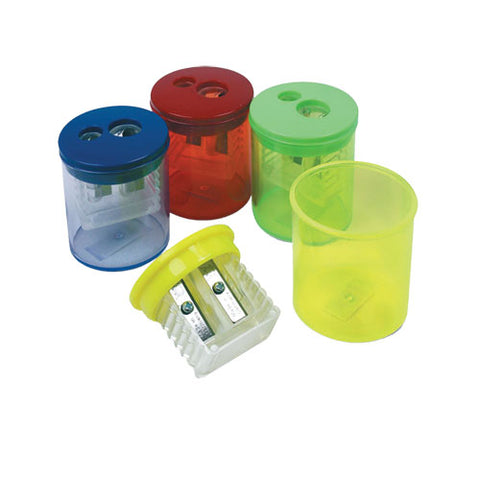 Eisen Pencil Sharpeners, Two-hole, 1.5 X 1.75, Assorted Colors, 12/pack