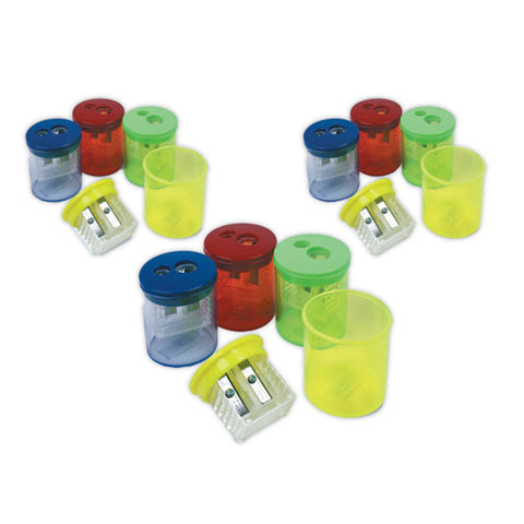 Eisen Pencil Sharpeners, Two-hole, 1.5 X 1.75, Assorted Colors, 12/pack