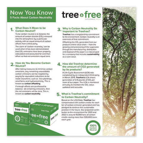 Treefree Multipurpose Paper, 92 Bright, 20 Lb Bond Weight, 8.5 X 11, White, 500 Sheets/ream, 10 Reams/carton