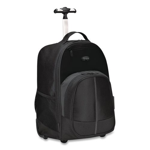 Compact Rolling Backpack, Fits Pc Laptops Up To 16" And Macbook Pros Up To 17", 13.8" X 9" X 19", Black