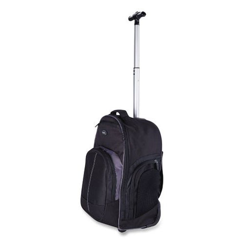 Compact Rolling Backpack, Fits Pc Laptops Up To 16" And Macbook Pros Up To 17", 13.8" X 9" X 19", Black