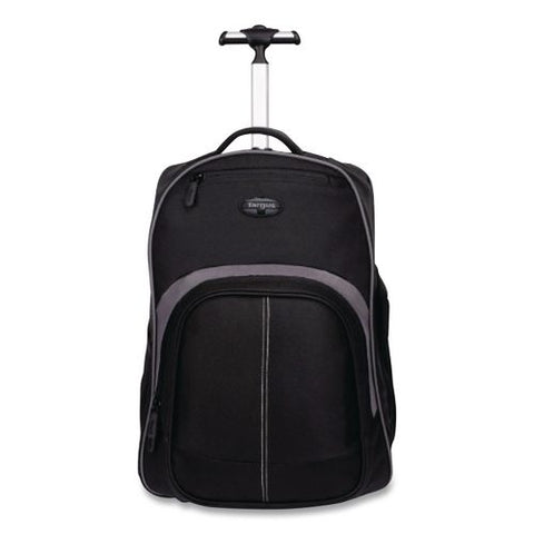 Compact Rolling Backpack, Fits Pc Laptops Up To 16" And Macbook Pros Up To 17", 13.8" X 9" X 19", Black