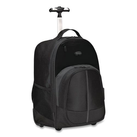 Compact Rolling Backpack, Fits Pc Laptops Up To 16" And Macbook Pros Up To 17", 13.8" X 9" X 19", Black