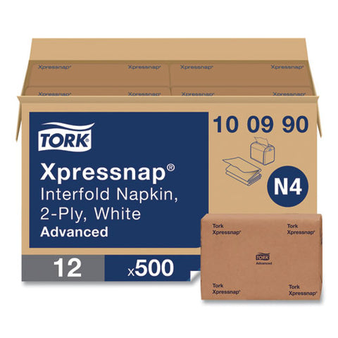 Xpressnap Interfold Dispenser Napkins, 2-ply, 6.5 X 8.5, White, 500/pack, 12 Packs/carton