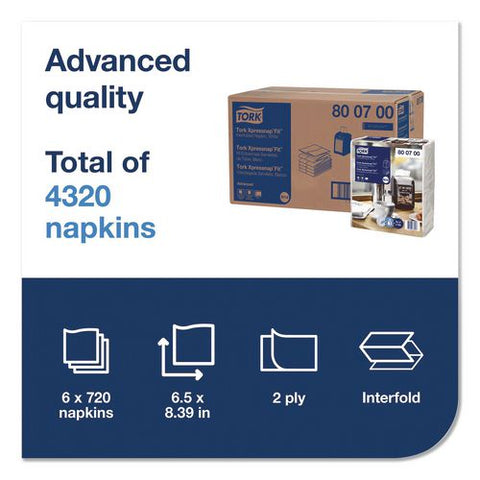 Xpressnap Fit Interfold Dispenser Napkins, 2-ply, 6.5 X 8.4, White, 720/pack, 6 Packs/carton