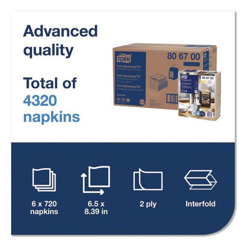 Xpressnap Interfold Dispenser Napkins, 2-ply, 6.5 X 8.4, Natural, 720/pack, 6 Packs/carton