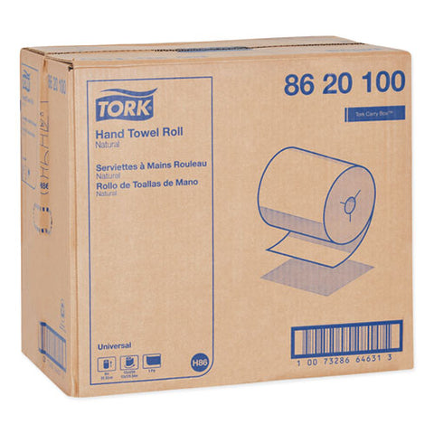 Universal Hand Towel Roll, Notched, 1-ply, 8" X 425 Ft, Natural, 12 Rolls/carton