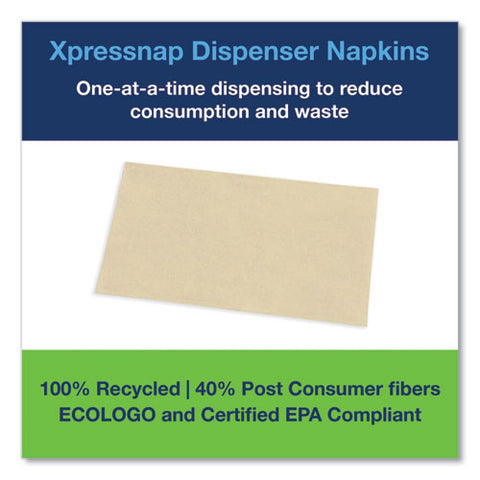 Xpressnap Interfold Dispenser Napkins, 1-ply, Bag-pack, 13 X 8.5, Natural, 500/pack, 12 Packs/carton