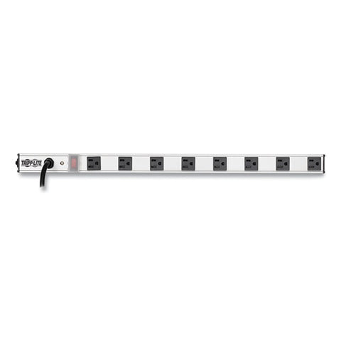 Vertical Power Strip, 8 Outlets, 15 Ft Cord, Silver