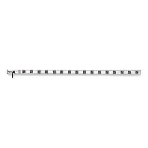 Vertical Power Strip, 16 Outlets, 15 Ft Cord, Silver