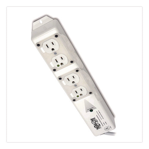 Medical-grade Surge Protector With Antimicrobial Protection For Patient-care Vicinity, 4 Outlets, 15 Ft Cord, 1,410 J, White