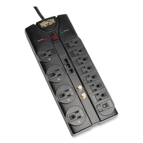 Protect It! Surge Protector, 12 Ac Outlets, 8 Ft Cord, 2,880 J, Black