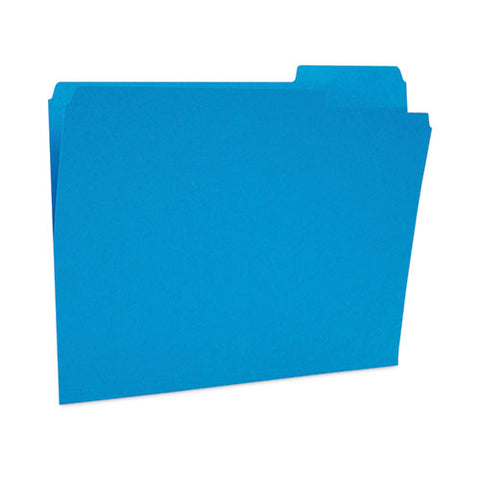 Reinforced Top Tab File Folders, 1/3-cut Tabs: Assorted, Letter Size, 10.5-pt Stock, Blue, 24/pack