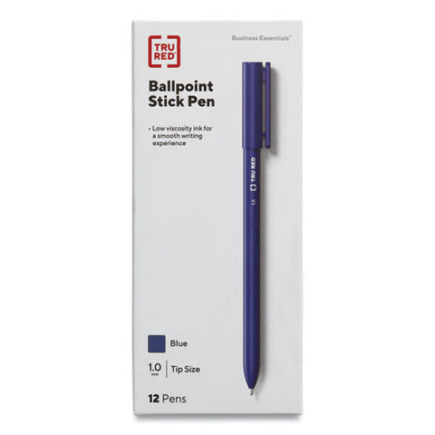 Ballpoint Pen, Stick, Medium 1 Mm, Blue Ink, Blue Barrel, Dozen