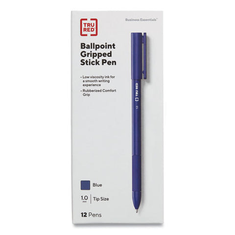 Gripped Ballpoint Pen, Stick, Medium 1 Mm, Blue Ink, Blue Barrel, Dozen