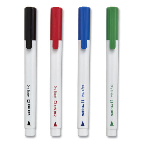 Dry Erase Marker, Pen-style, Fine Bullet Tip, Assorted Colors, 4/pack