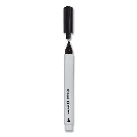 Dry Erase Marker, Pen-style, Fine Bullet Tip, Black, Dozen