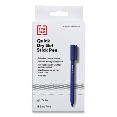 Quick Dry Gel Pen, Stick, Medium 0.7 Mm, Blue Ink, Blue Barrel, Dozen