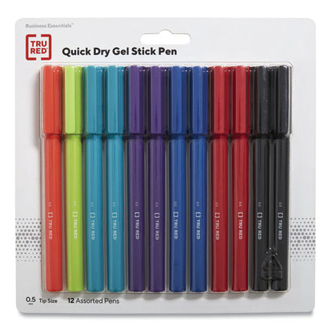 Quick Dry Gel Pen, Stick, Fine 0.5 Mm, Assorted Ink And Barrel Colors, 12/pack