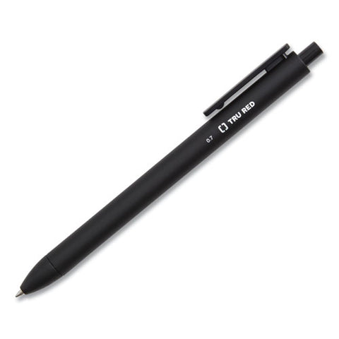 Quick Dry Gel Pen, Retractable, Medium 0.7 Mm, Black Ink, Black Barrel, Dozen