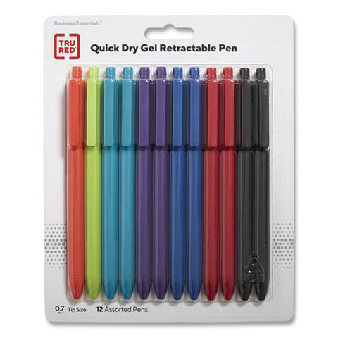 Quick Dry Gel Pen, Retractable, Fine 0.5 Mm, Assorted Ink And Barrel Colors, 5/pack