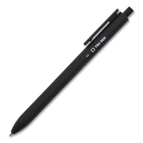 Quick Dry Gel Pen, Retractable, Fine 0.5 Mm, Black Ink, Black Barrel, Dozen