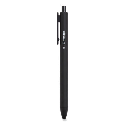 Quick Dry Gel Pen, Retractable, Fine 0.5 Mm, Black Ink, Black Barrel, Dozen