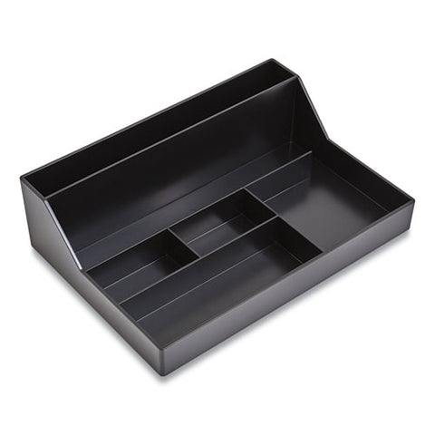 Plastic Desktop Organizer, 6 Compartments, 6.81 X 9.84 X 2.75, Black