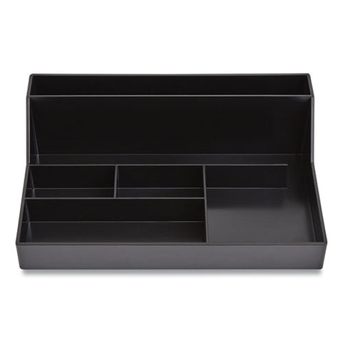 Plastic Desktop Organizer, 6 Compartments, 6.81 X 9.84 X 2.75, Black